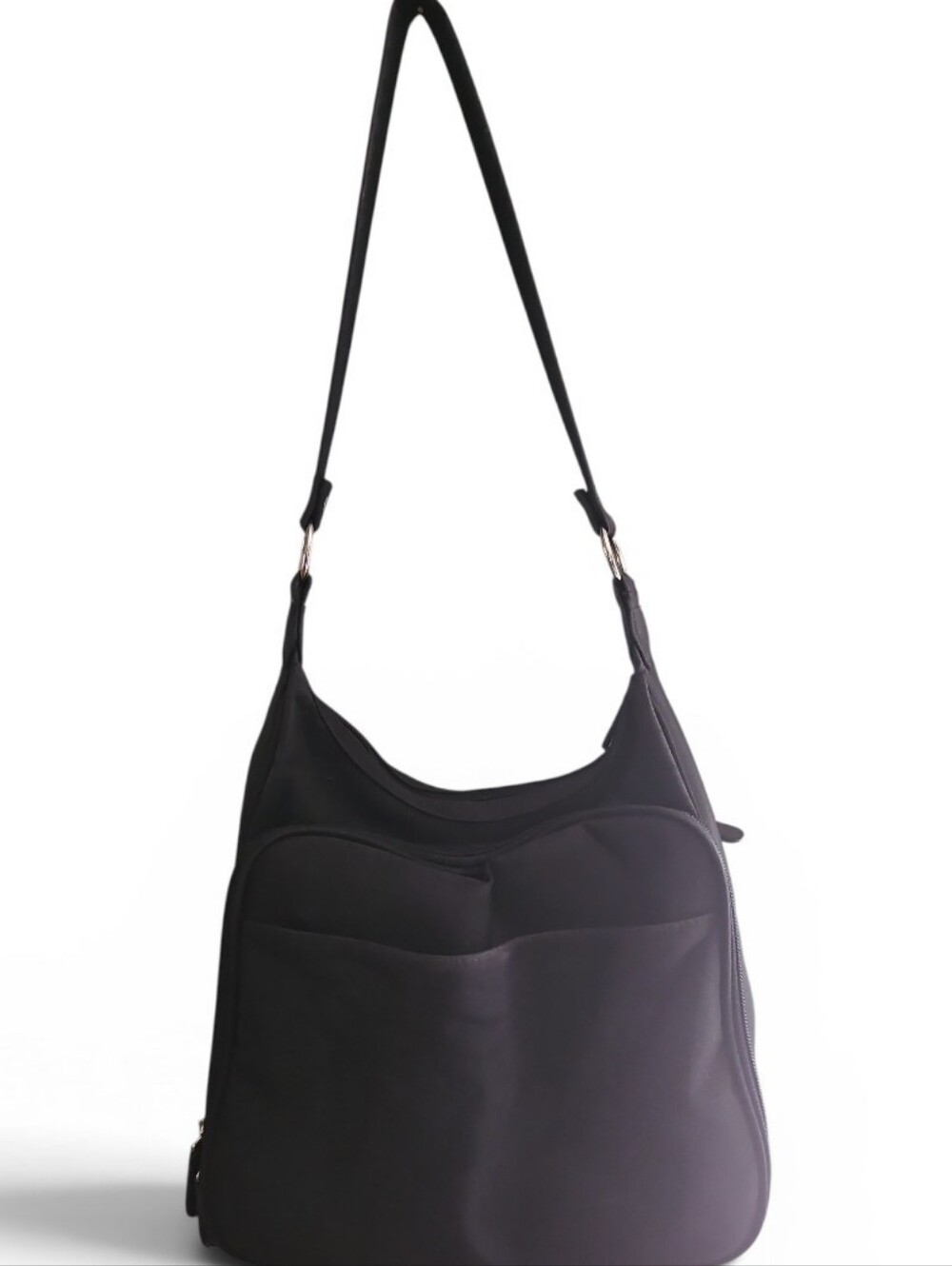 NY Collection Black Shoulder Bag with Silver Hardware - Picture 2 of 12